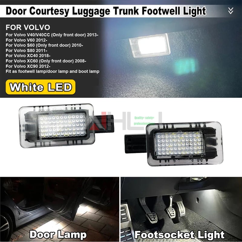 AJHLJ ® 2Pcs LED Interior Lamp For Volvo V40 V60 S60 S80 XC40 XC60 XC70 XC90 White Door Courtesy Luggage Trunk Footwell Light Assembly - Image 5